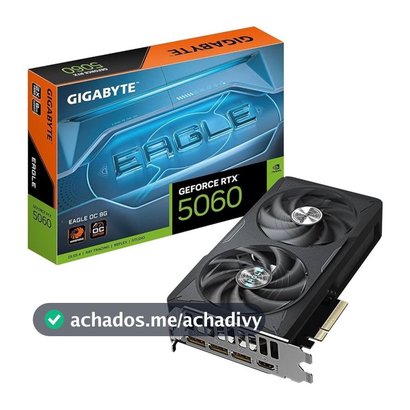 Placa de Vídeo NVIDIA GeForce GIGABYTE RTX5060 Eagle OC 8GB GDDR7 128bit - 9VN5060EO-00-G10