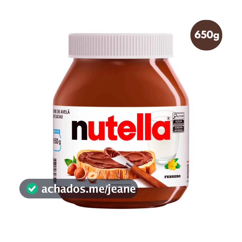 Nutella Creme De Avelã Com Cacau Pote Grande 650g Chocolate Cremoso Saboroso Pão Torrada Sobremesa Recheio Ferrero
