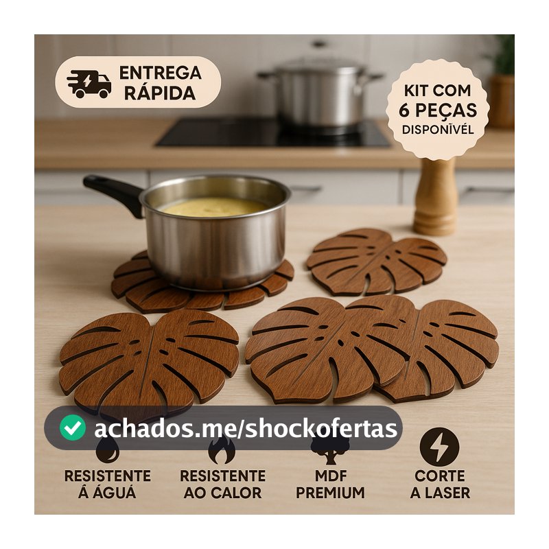 kit Descanso Apoio Suporte de Panela quente OU Porta Copo Proteção Pratos Jarras Suco Café Decoração Casa Cozinha Mesa