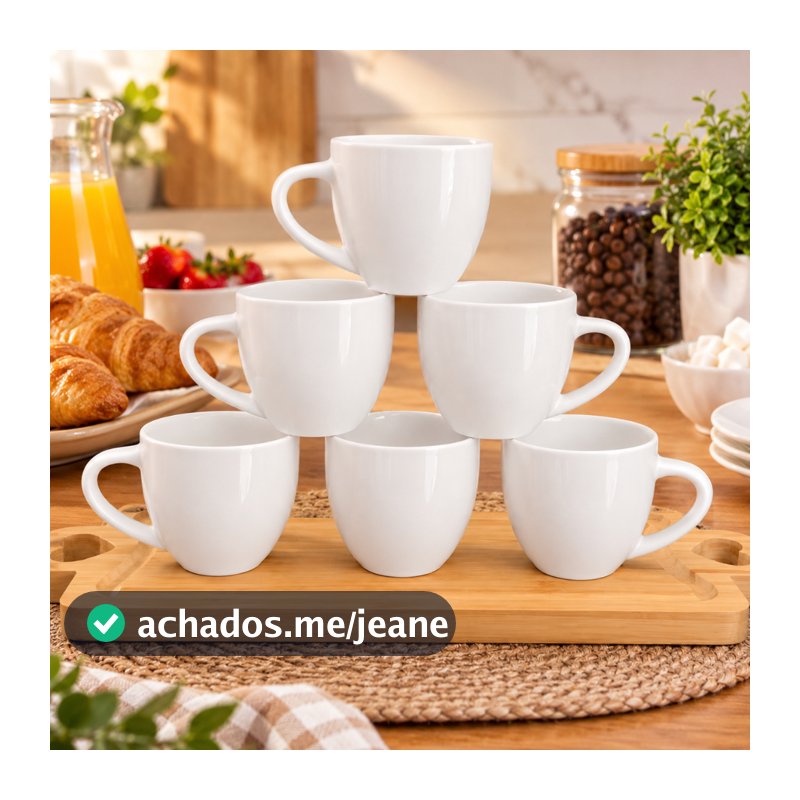 Jogo Kit Xicaras De Porcelana 170ml - Branca | Ideal para - Café Expresso, Chá, Capuccino, Leite e Muito Mais!
