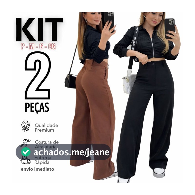 Kit 2 Calça Alfaiataria PREMIUM Cintura Alta Com Bolso PROMOÇÃO