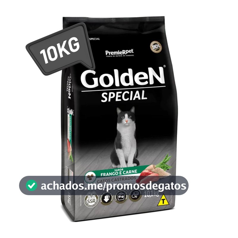 Ração Golden Gatos Castrados 10kg Frango e Carne