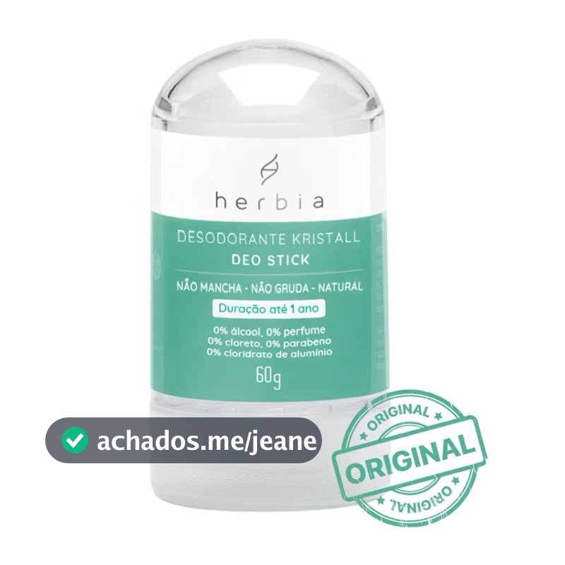 Desodorante Cristal 60g Antiodor Dura Até 1 Ano Sem Alumínio Herbia