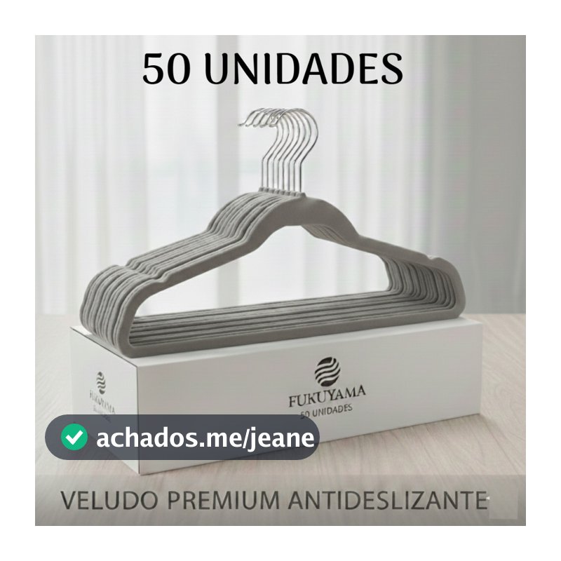 KIT 50 CABIDES AVELUDADO CINZA ADULTO FUKUYAMA Antideslizante Slim Com Gancho Giratório 360°