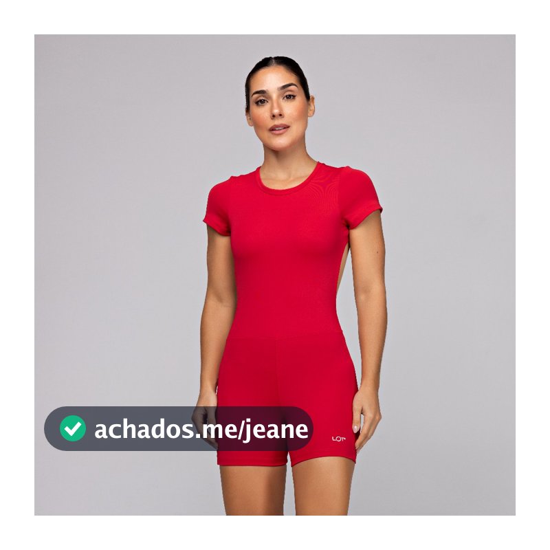 Macaquinho Vermelho Poliamida Fitness Feminino com Manga Curta Academia Musculação Corrida