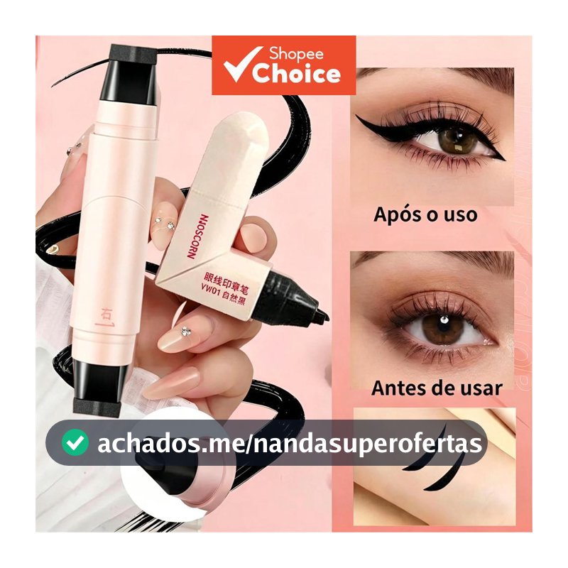 Delineador Líquido de Carimbo Duplo, Design de Asa Giratório, À Prova d'Água, Não Borra, Fácil de Criar o Visual