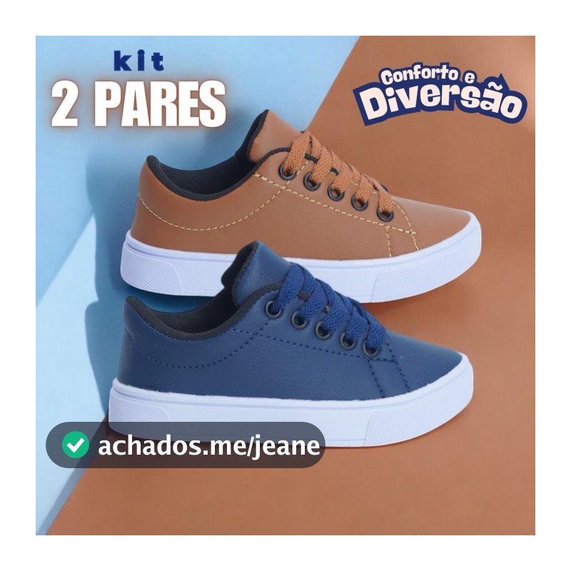 Kit 2 Tênis Infantil Masculino Colegial Antiderrapante e Leve Pronta Entrega