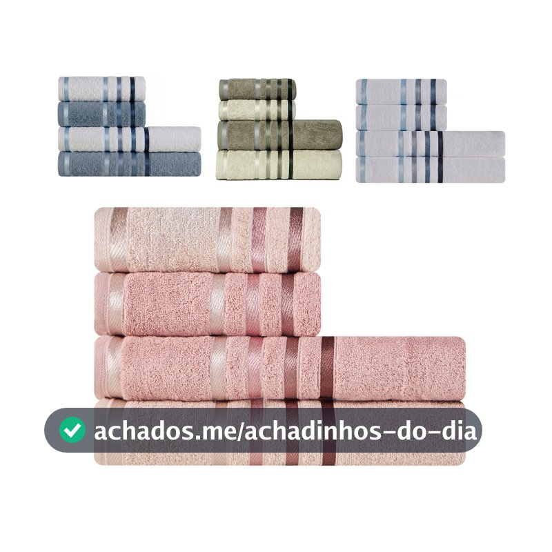 Jogo de Toalhas 4 Peças Banhão Gigante + Rosto Fio Penteado Lumina Karsten - Emcompre