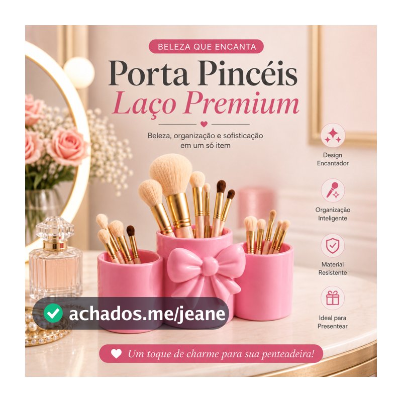 Porta Pincéis Maquiagem Organizador Mesa Porta Canetas Laço Elegante