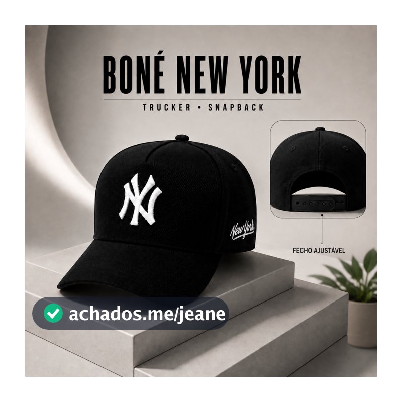 Boné New York Trucker Bordado Alta Definição NY Aba Curva Masculino Fecho Snapback