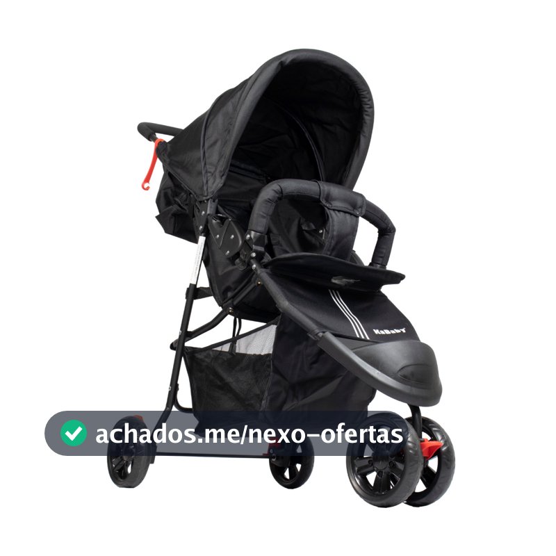 Carrinho De Bebê EasyGo Com Cesto 3 Rodas Até 15kg KaBaby - Preto