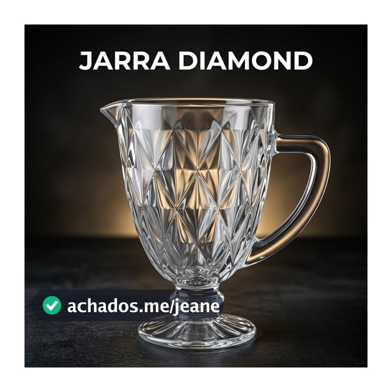 Jarra Luxo Diamond Vidro Transparente 1,2L Resistente Jarra Grande para suco agua chá