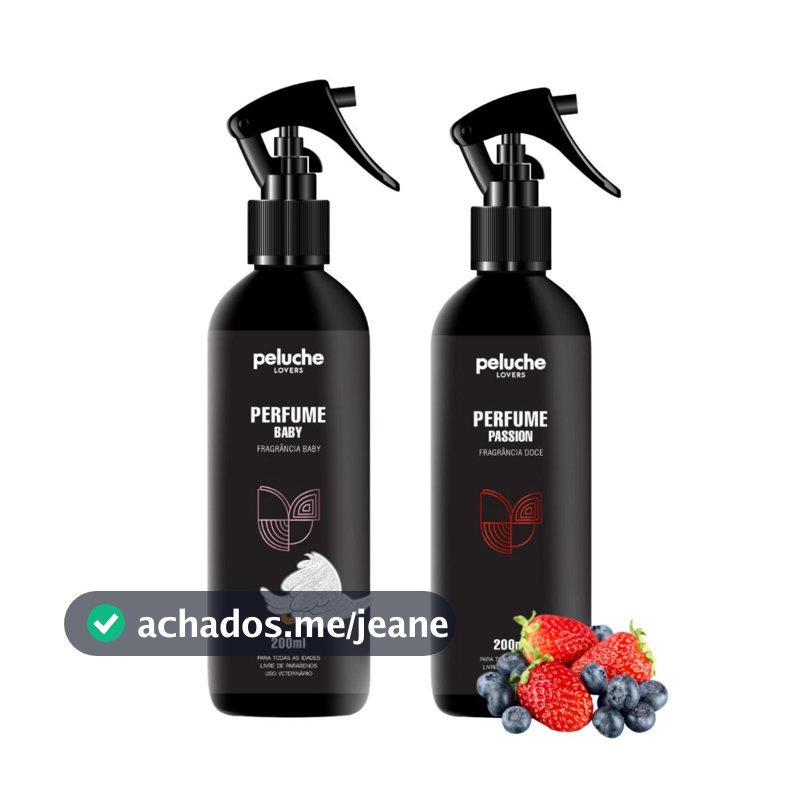 Kit 2 Perfumes para Cachorro e Gato Peluche Baby + Passion 200ml Colônia Pet