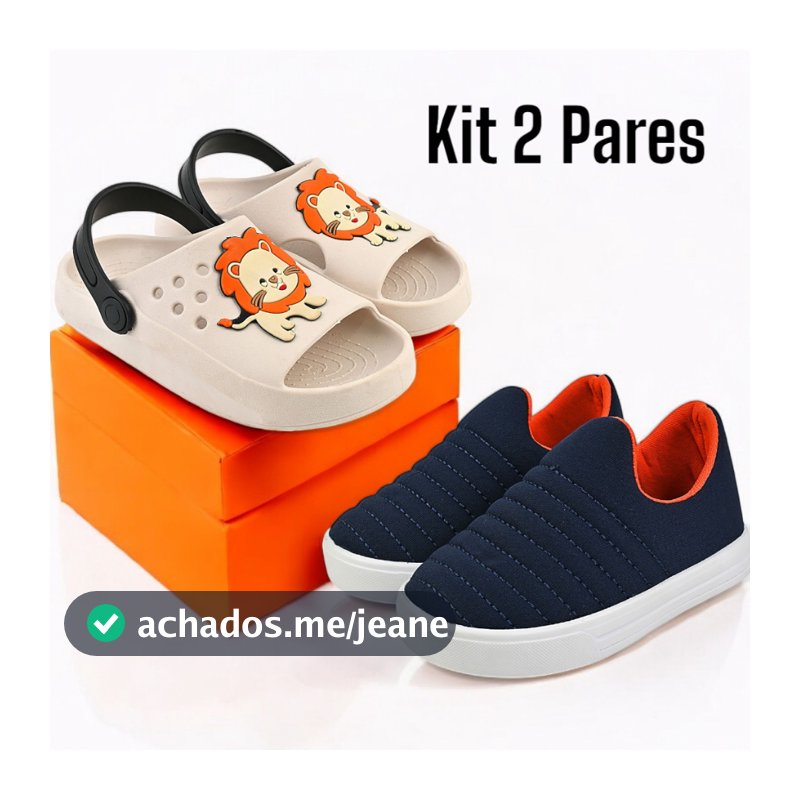 Kit 2 Pares Tênis Infantil Menino e Sandália Confortável Antiderrapante