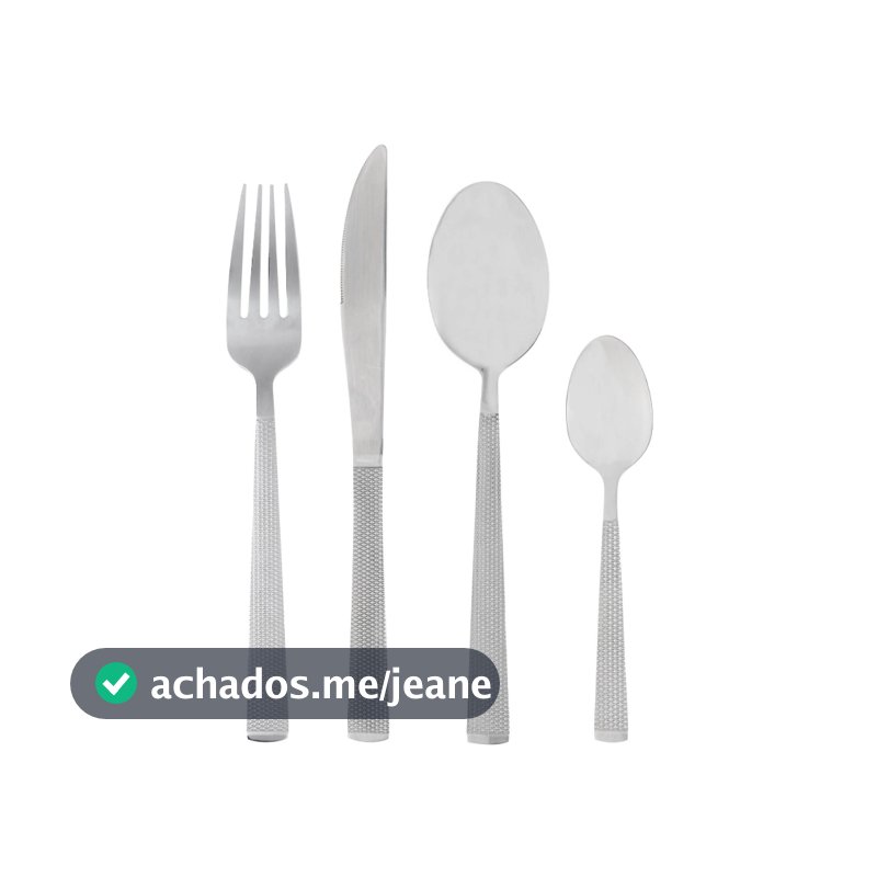 Faqueiro 16 Peças Aço Inox Santorini Lyor Prata Jogo de Talheres Completo para 4 Pessoas Mesa Posta Sobremesa Resistente