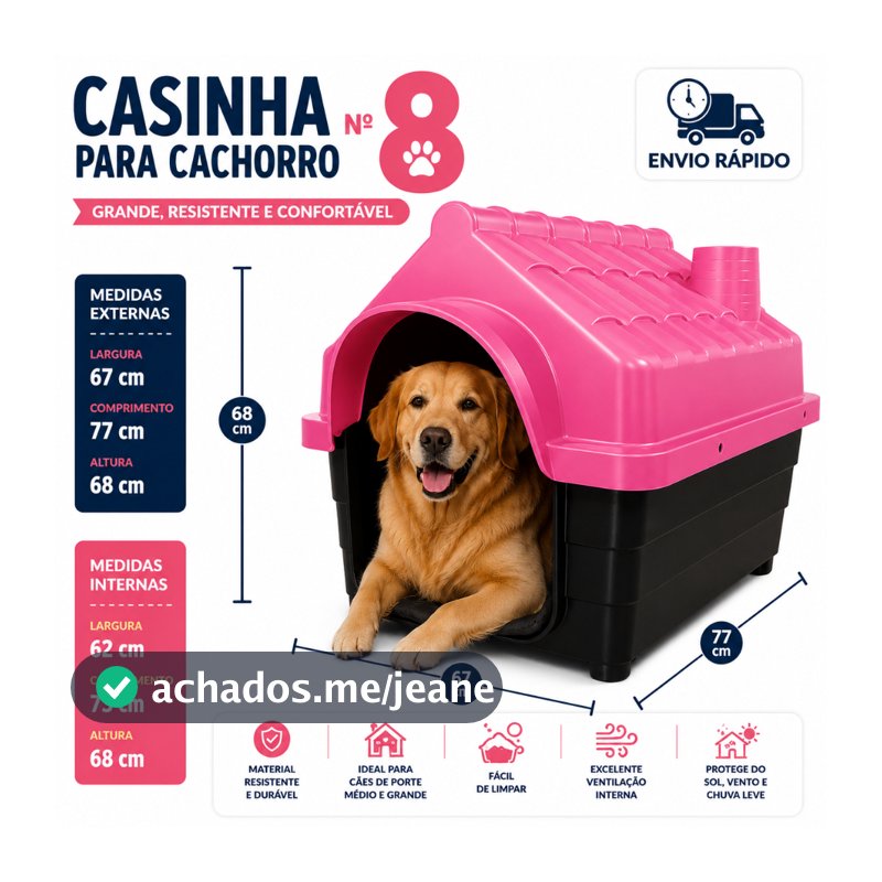 Casinha Plástica Desmontável Cachorros Cães Grande Porte N 8