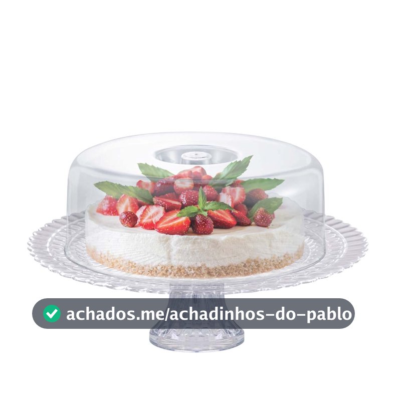Boleira de Vidro Com Pé e Tampa Acrílica Gourmet Suporte Para Bolo Doces e Sobremesas - Ruvolo