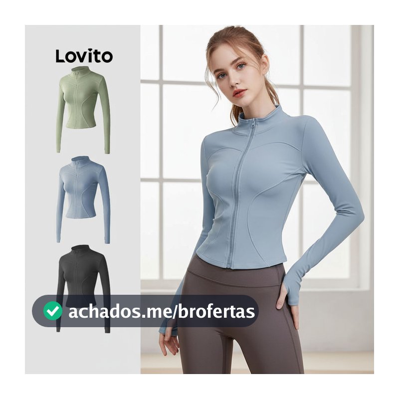Lovito Casual Jaqueta Esportiva Confortável Elástica Flexível para Yoga Top Modelagem Ajustada Secagem Rápida LNA124047