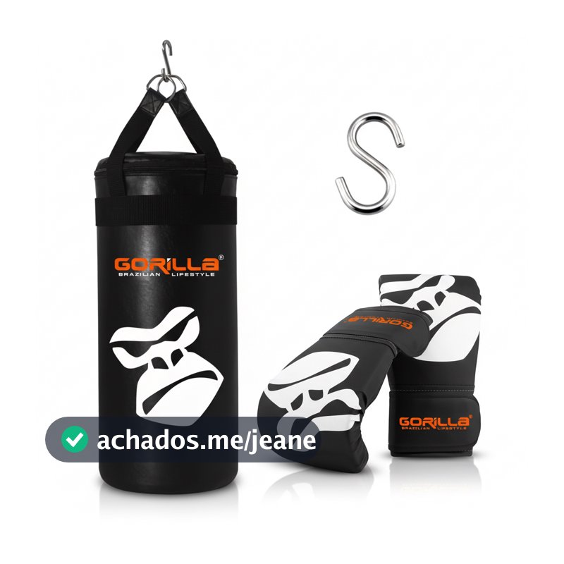 Kit Saco De Pancada Infantil 40Cm CHEIO Gorilla Reforçado + Luva Bate Saco Child Monkey Boxe Muay Thai