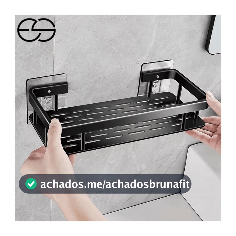 1/2/3 Suporte De Shampoo Preto Organizador Alta qualidade Prateleira De Banheiro Sem Furo Premium-Space Alumínio ES
