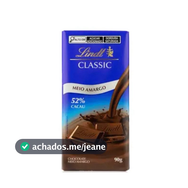 Chocolate Lindt Classic Meio Amargo 52% Cacau 90g