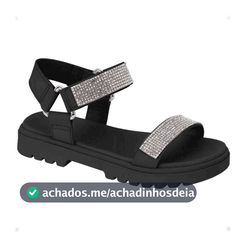 Sandália Molekinha Strass Preto - 100% Original