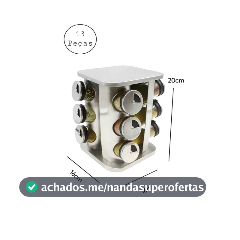 Jogo Organizador De Temperos Giratório Suporte De Mesa
