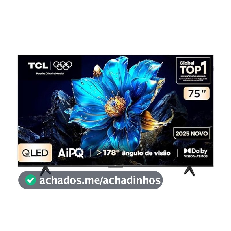 Smart TV TCL 75" 4K UHD QLED TV AiPQ Google Assistente 3 HDMI