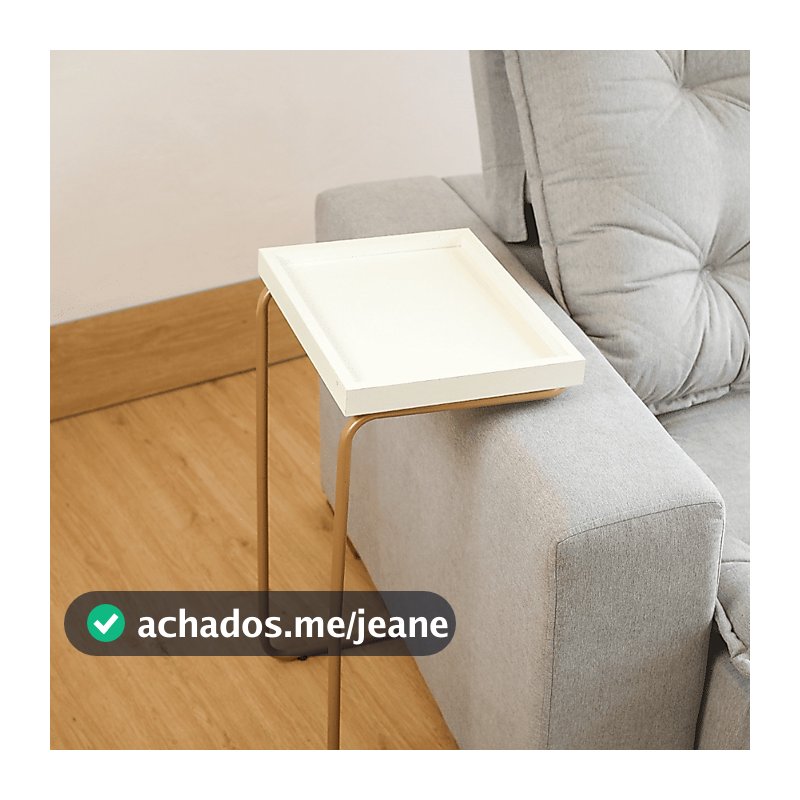Mesa de Apoio Lateral para Sofa ou Cama sala Base Dourada