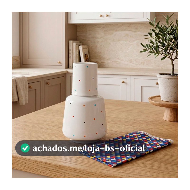Moringa de Porcelana Cilíndrica Branca Poá Color 800 Ml