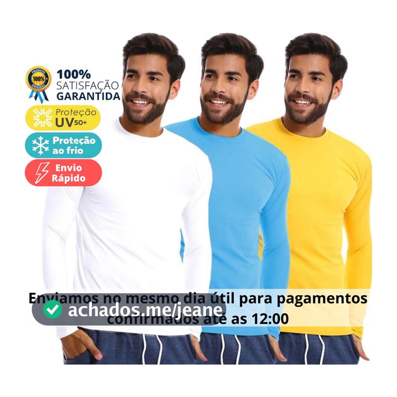 Camisa Proteção Solar Uv+50 Camiseta Segunda Pele Térmica Promoção Premium Várias Cores