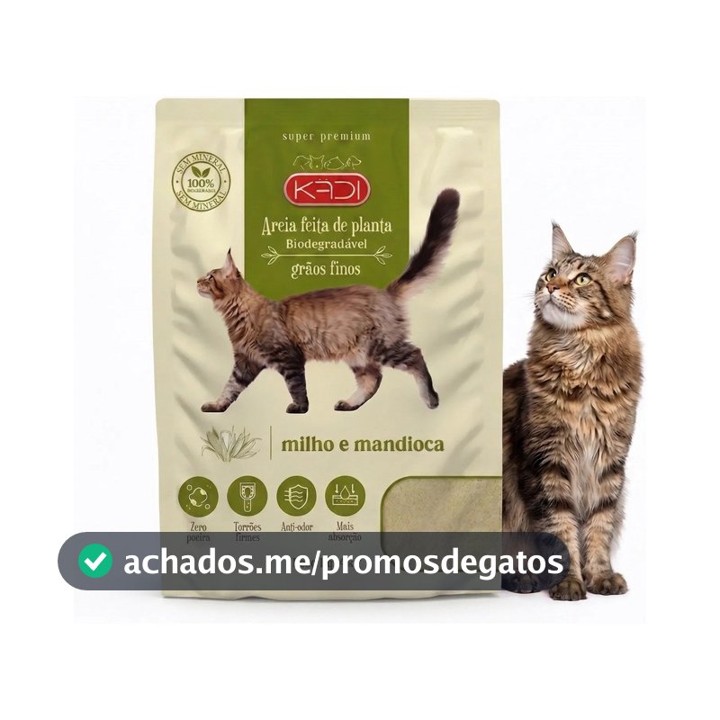 Areia Sanitária Higienica Para Gatos Biodegradável Kadi - 4kg Grãos Finos Neutra Sem Cheiro