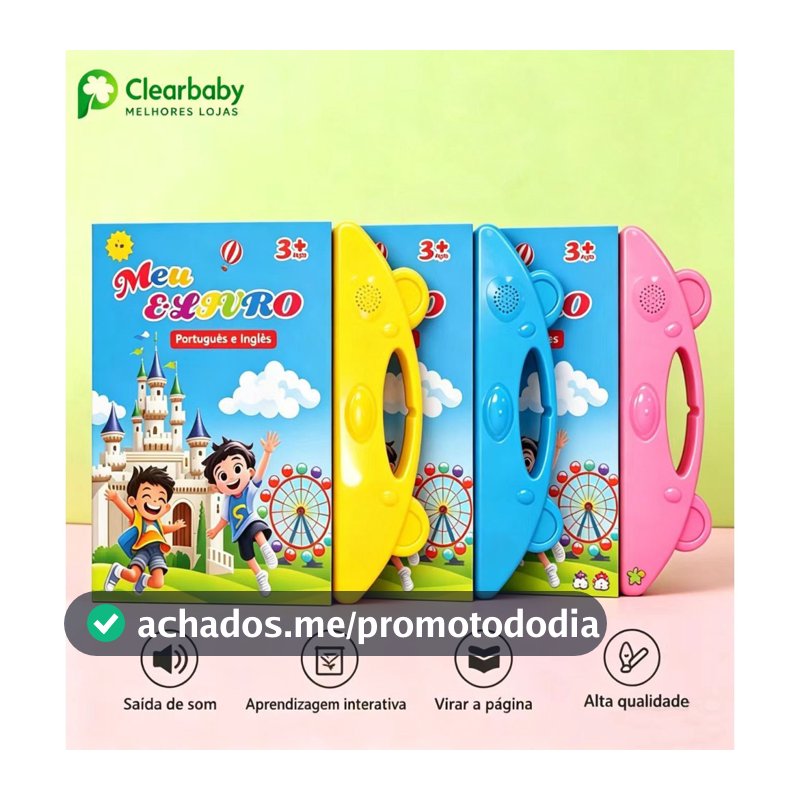 Livro Interativo com Som Infantil Bilingue PT EN  PT EN Brinquedo interativo Educativo Brinquedo Aprimoram compreensão