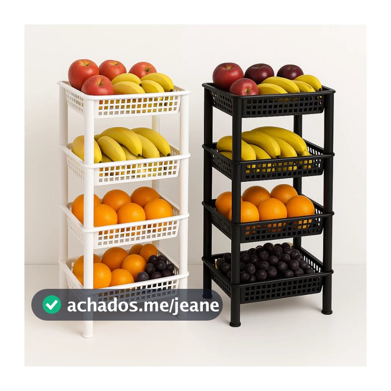 Fruteira Organizadora de Chão 4 Andares Em Plástico Multiuso