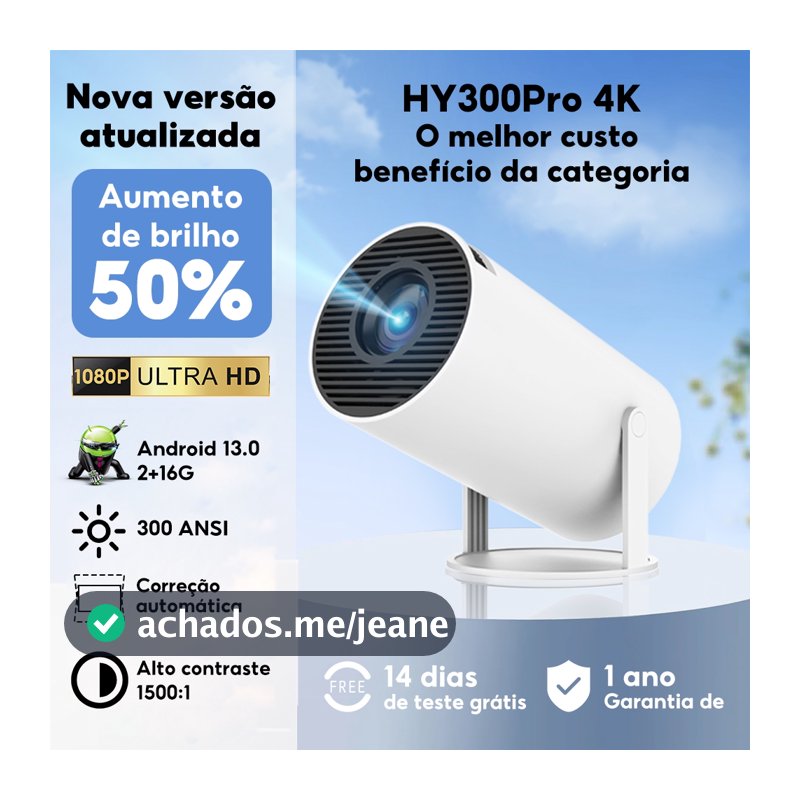 Lonaisci projetor hy300 pro portátil 2+16G Android 13.0 Foco automático, Google Play Store, YouTube e Netflix integrados