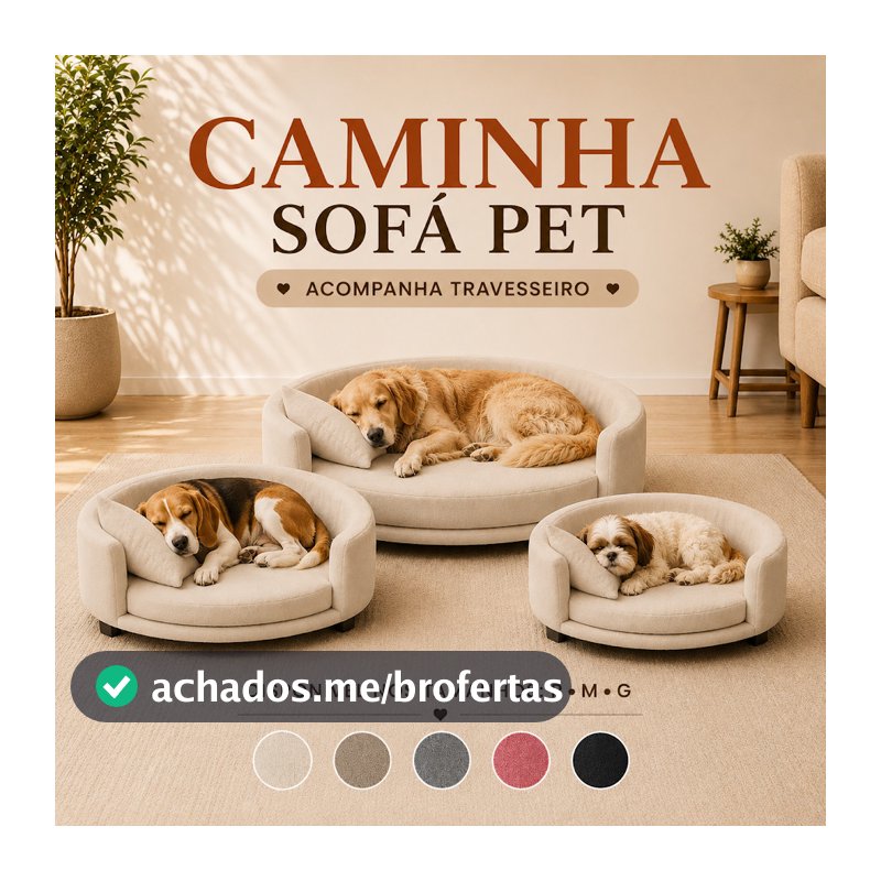 Caminha Sofá Pet Todos Tamanhos Com Travesseiro Ideal Cães e Gatos de Pequeno a Grande Porte Em Veludo Premium Reforçada