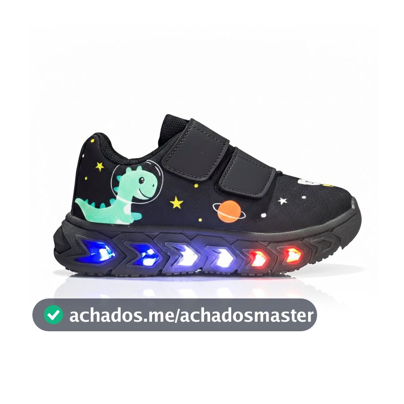 Tenis de Led Infantil Meninos Dinossauro Calce Facil Confortavel