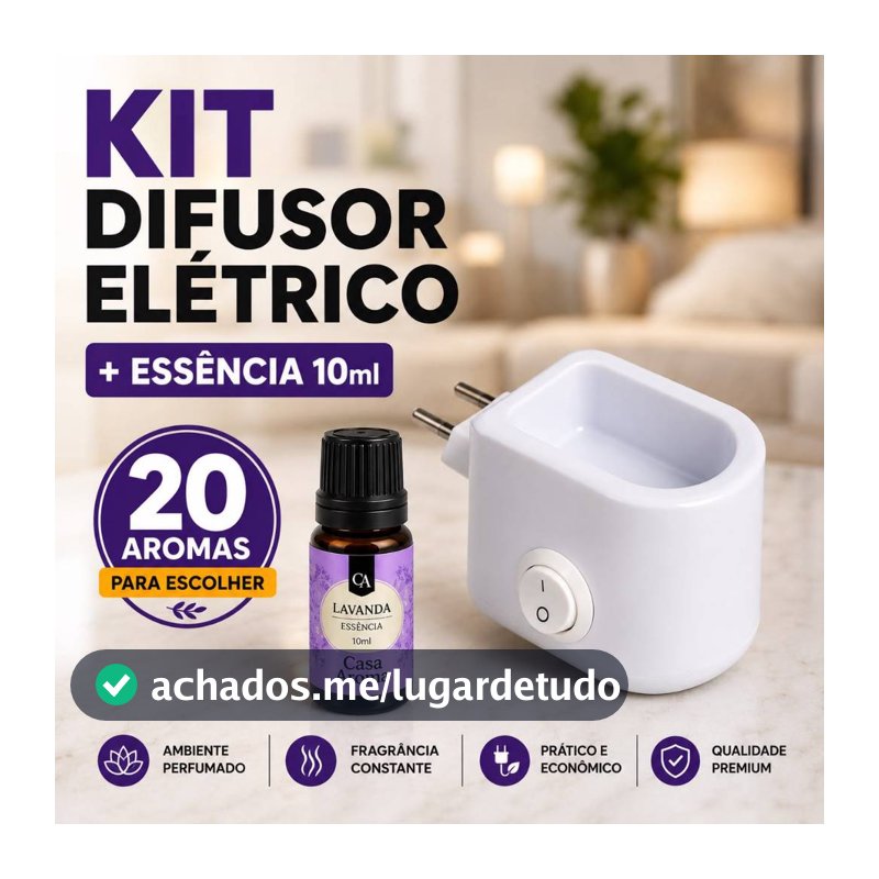 Combo Essência Super Concentrada 10 ml + 1 Difusor Elétrico de Tomada Aromatizador