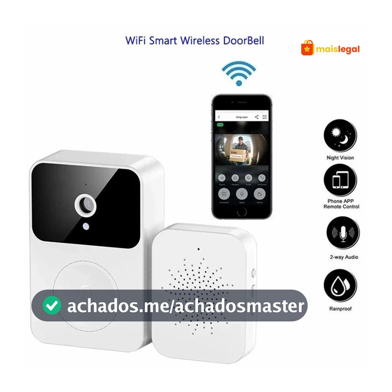 Campainha Wi-Fi Recarregável Câmera HD Visão Noturna Áudio 2 Vias Celular