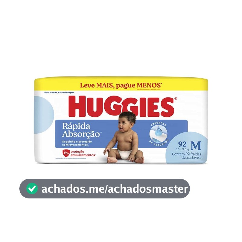 Fralda Infantil Huggies Tripla Proteção M Com 92 Unidades