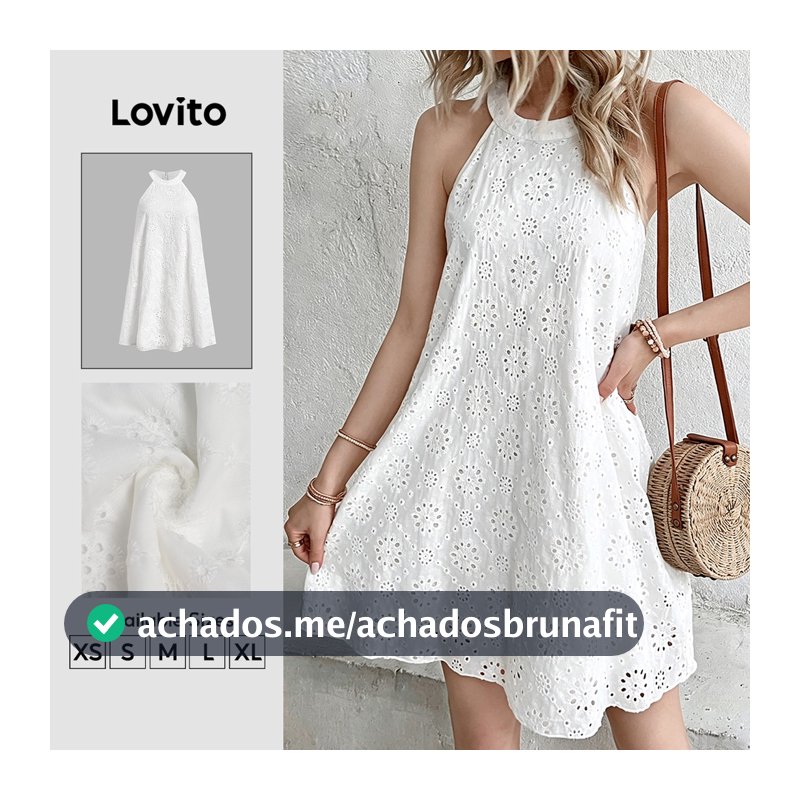 Lovito Vestido Branco Feminino Alinha Com Bordado Floral Boho E Botões Para Primavera Verão Férias DRB201P1D508