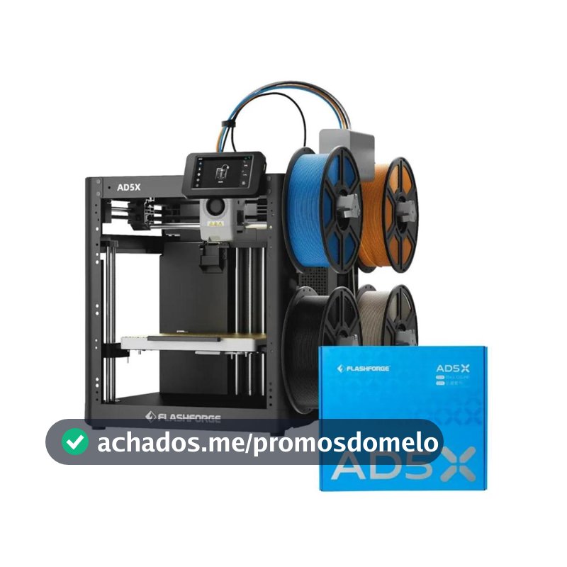 Impressora 3D multicolorida FlashForge AD5x Core XY 600mm/s 127V e 220V Comutável+ Kit de Fechamento