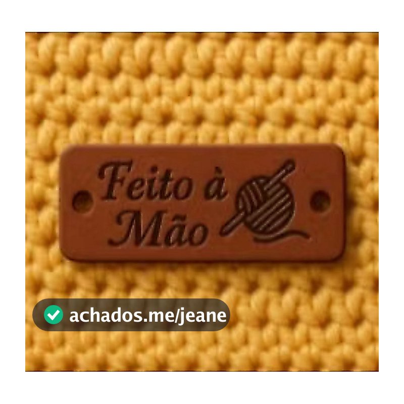 kit Contendo de 10 a 100 Etiquetas de Couro Sintético para Crochê e Artesanato - Tags Personalizado com “Frases Prontas”