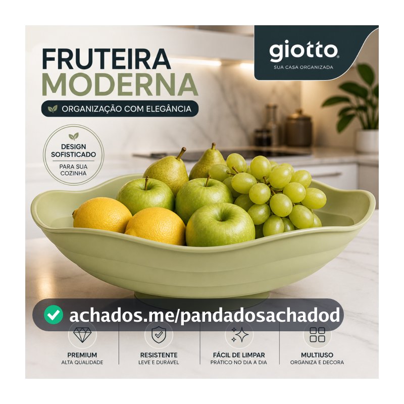 Fruteira de Mesa Pistache Organizador Frutas Organização Cozinha Armazenamento Moderno Casa Multiuso