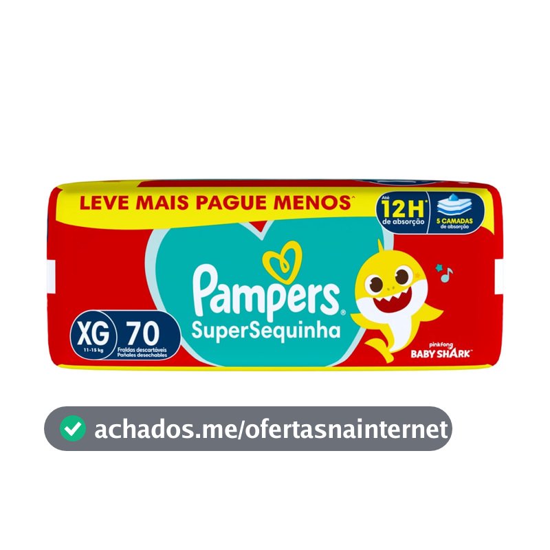 Fralda Descartável Pampers Supersequinha XG 70 Unidades