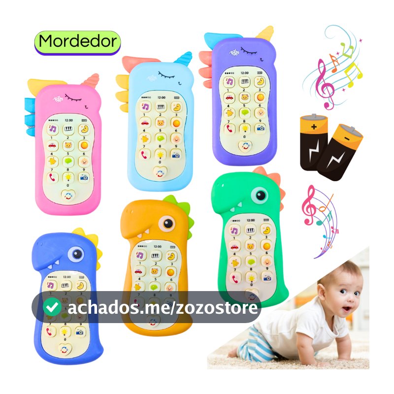 Celular Infantil Musical telefone Interativo com mordedor Educativo Sensorial brinquedo bebê