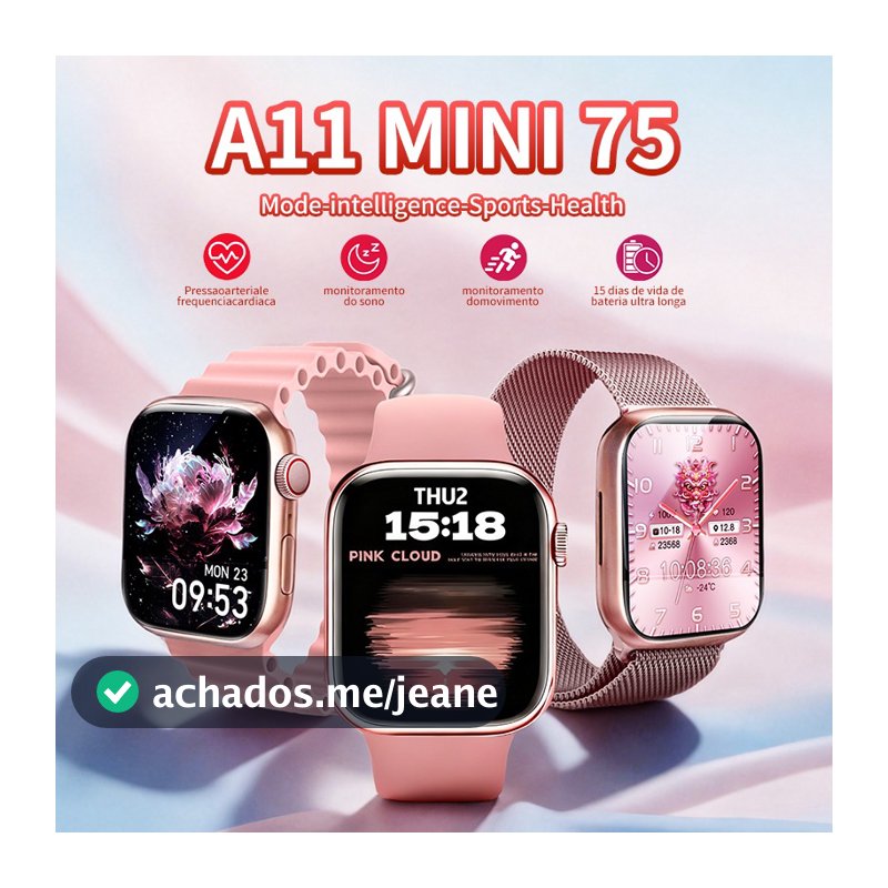 [Frete Grátis]2026 A11 MINI Smartwatch Feminino, Coloca Foto na Tela, NFC, Monitor Cardíaco, à Prova d'Água, Android&iOS