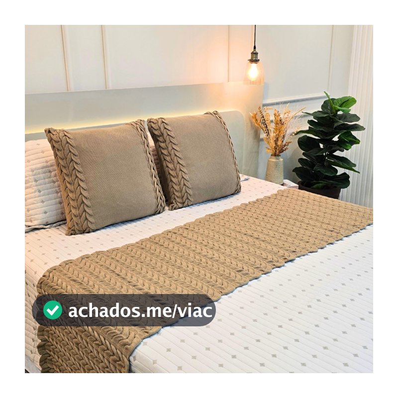 Peseira Manta Tricot Sofá Cama Casal Queen King Aconchego Home Decor - SOMENTE A PESEIRA