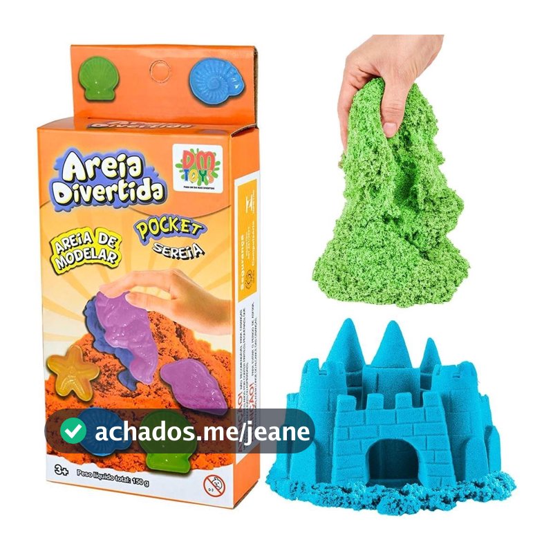 Areia Magica  Divertida Para Modelar Sensorial  Com Moldes Colorido 150G