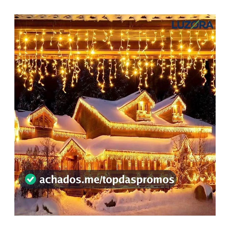 Luminária Cascata Natal Fixo ou 8 funcoes 110V ou 220V 200/400 Leds Decoração Festa Interna Externa